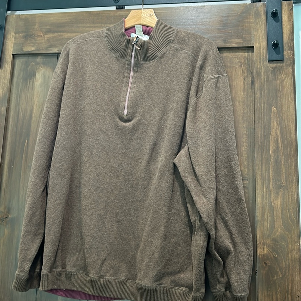 E941-289A) EUC Islander Men's Quarter Zip Pullover Sweater Brown Sz. XXL